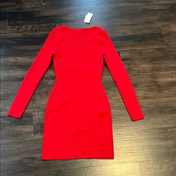 Abercrombie & Fitch Red Long Sleeve Bodycon Dress - Picture 3 of 3